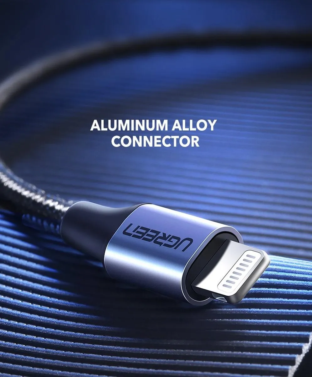 UGREEN UG-70523-1M USB-C Lightning Kabel 1m - Zwart-zilver - afbeelding 6 van 6