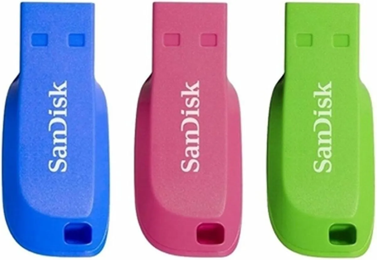 SanDisk Cruzer Blade SDCZ50C-016G-B46T USB Stick - 16GB - Blauw/Roze/ Groen