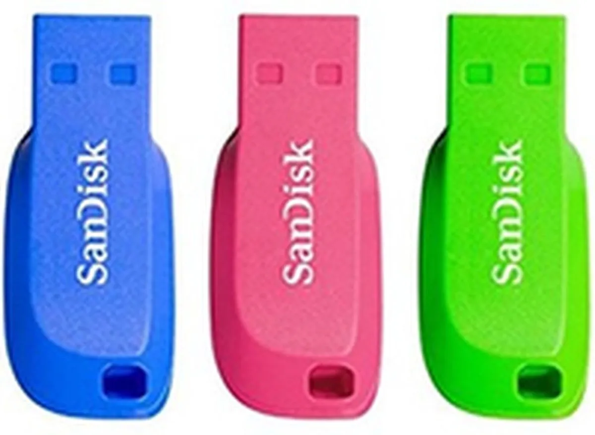 SanDisk Cruzer Blade SDCZ50C-016G-B46T USB Stick - 16GB - Blauw/Roze/ Groen