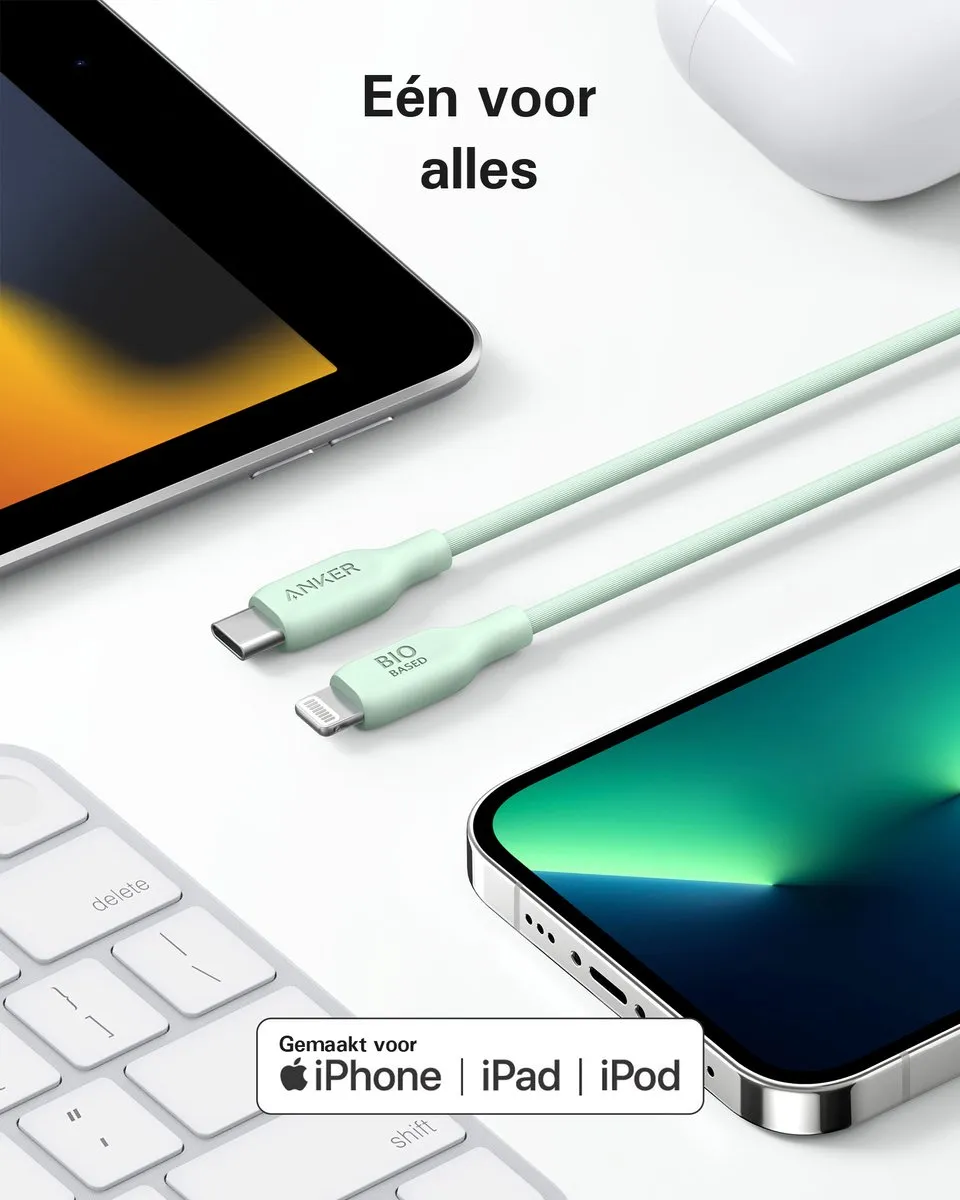 Anker 541 USB-C naar Lightning Kabel 180cm - Groen