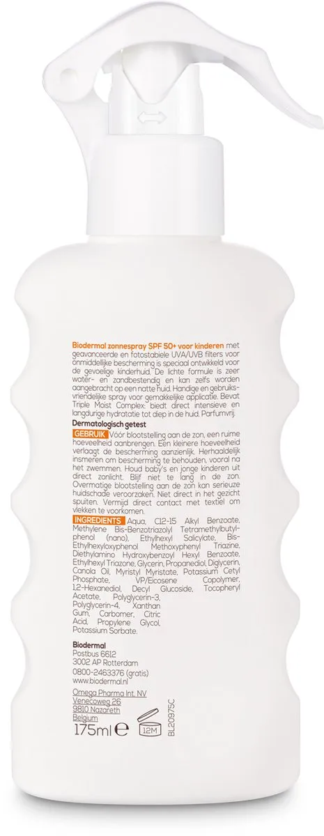 Biodermal Zonnebrand Kind Zonnespray SPF 50+ 175ml