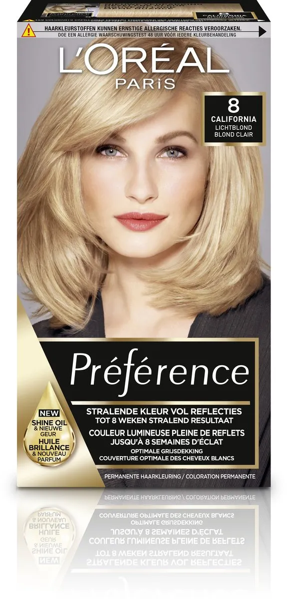 L'Oréal Paris Préférence Classic 8 Lichtblond Permanente Haarkleuring 996ml