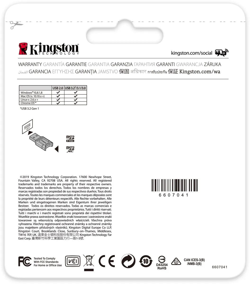 Kingston MLPM USB Card Reader - Zwart