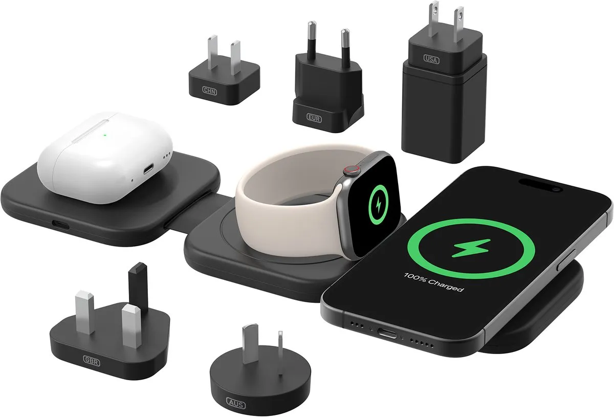 Belkin WIZ024HQBK 3-in-1 Reislaadstation - 15W - Zwart