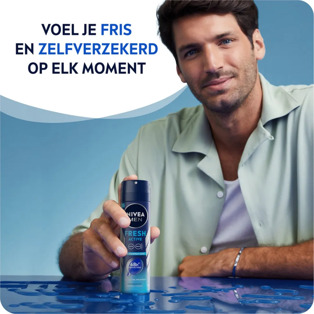 NIVEA MEN Fresh Active Deo Spray - 2x150ml - Aluminiumvrij