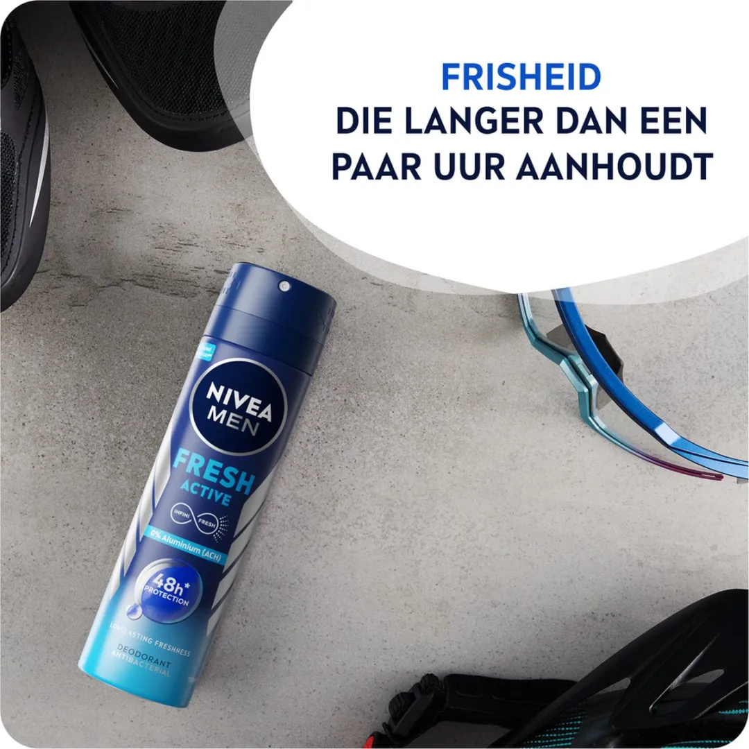 NIVEA MEN Fresh Active Deo Spray - 2x150ml - Aluminiumvrij