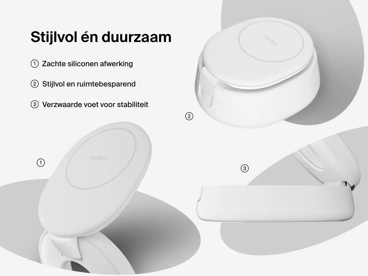 Belkin BoostCharge Pro WIZ035KQWH Laadstandaard - 2x Qi2 15W - Wit