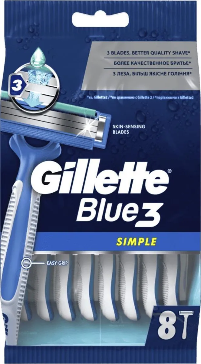 Gillette Blue3 Wegwerpscheermesjes - 8 Stuks