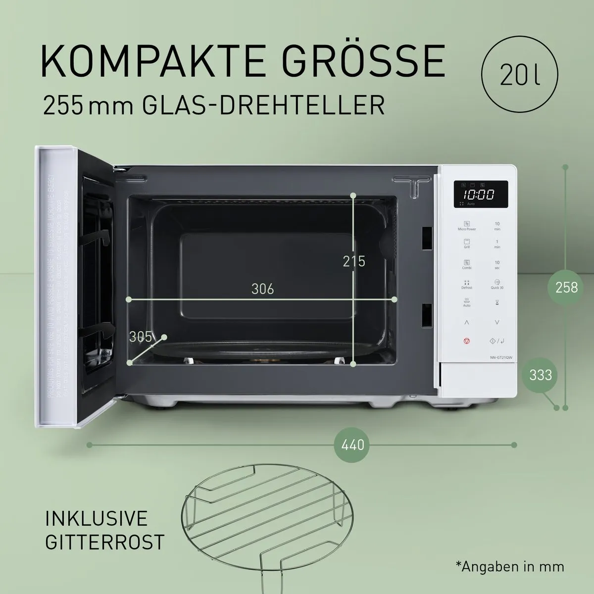 Panasonic NN-GM21QWEPG Magnetron 800W - 20L Wit - afbeelding 6 van 6