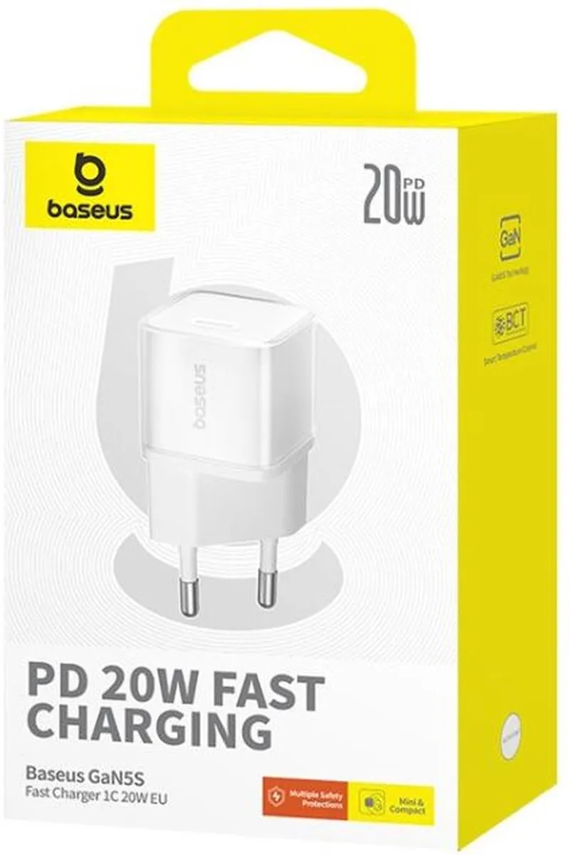 Baseus GaN5S USB-C Snellader 20W - Wit - afbeelding 6 van 6