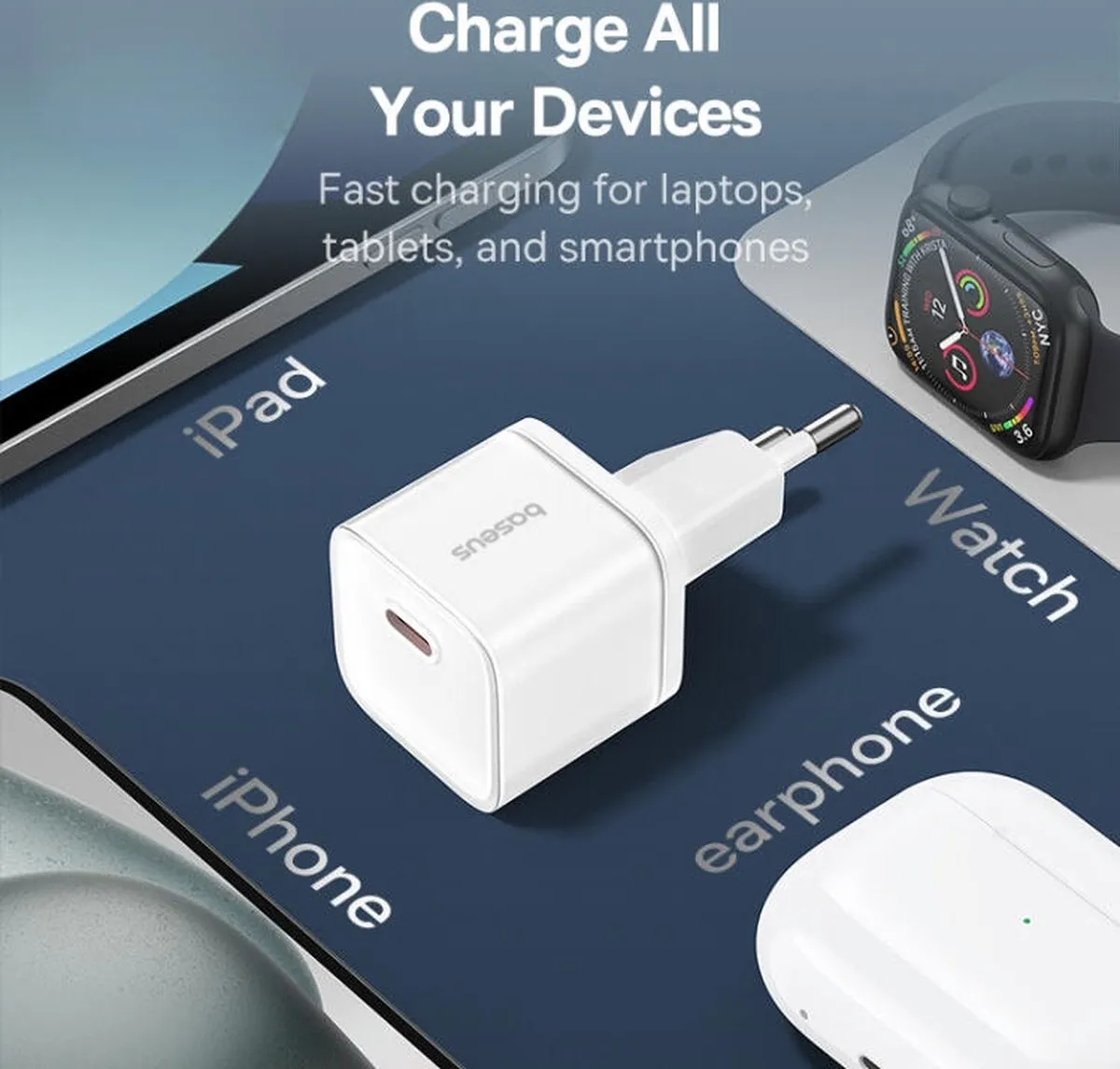 Baseus GaN5S USB-C Snellader 20W - Wit
