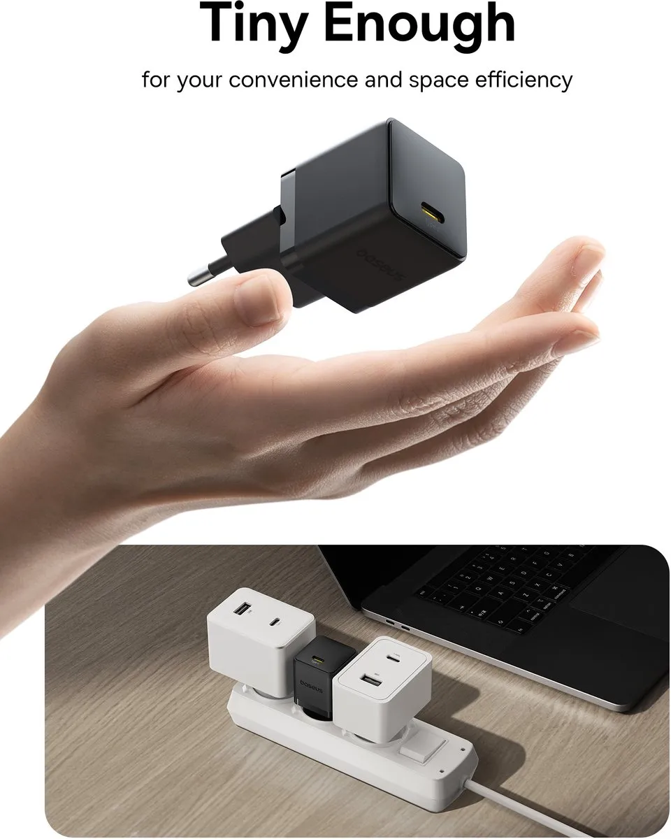 Baseus 20W USB-C Snellader - Zwart