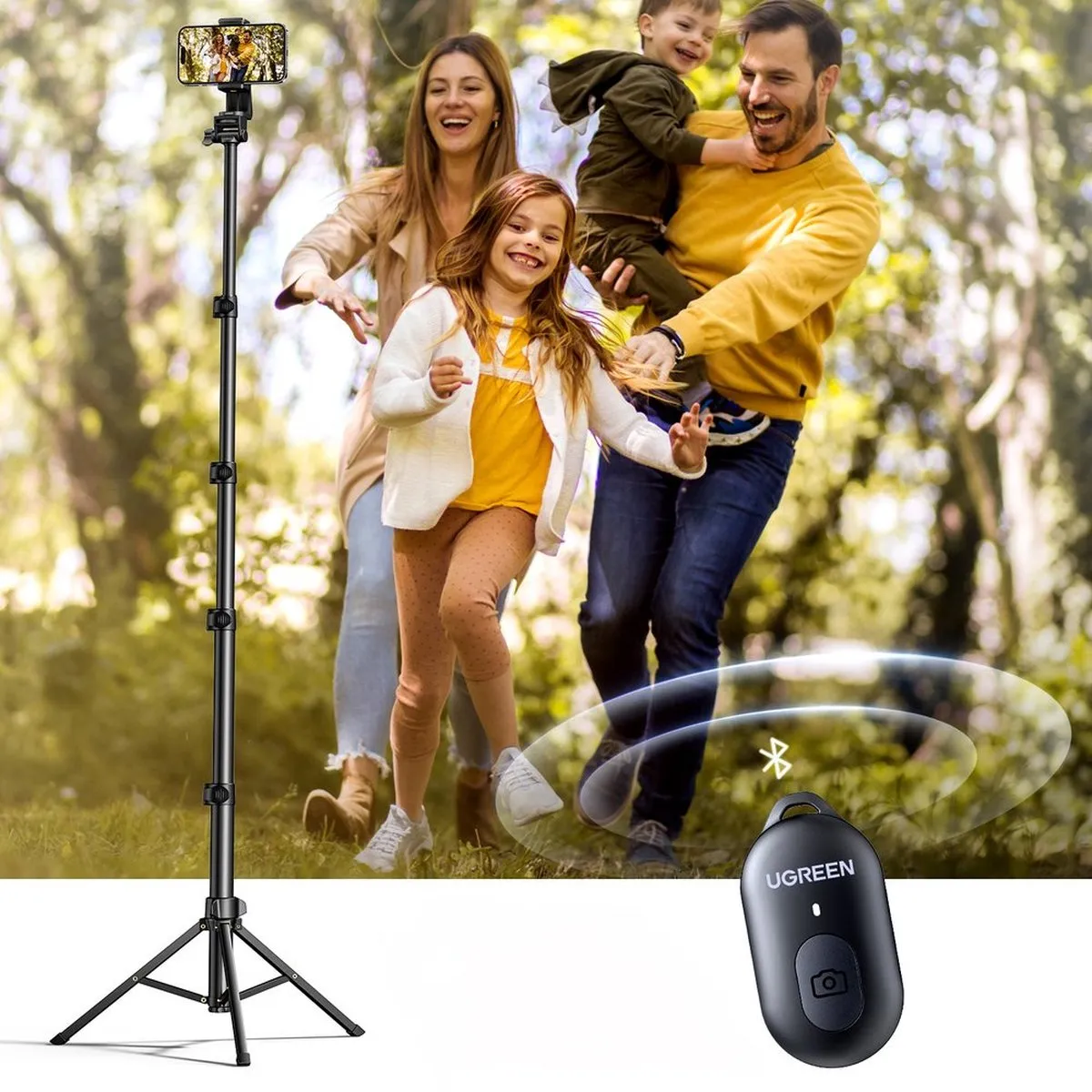 Ugreen LP680 Selfiestick - 1,8m - Smartphone tot 7,2" - Zwart - afbeelding 6 van 6