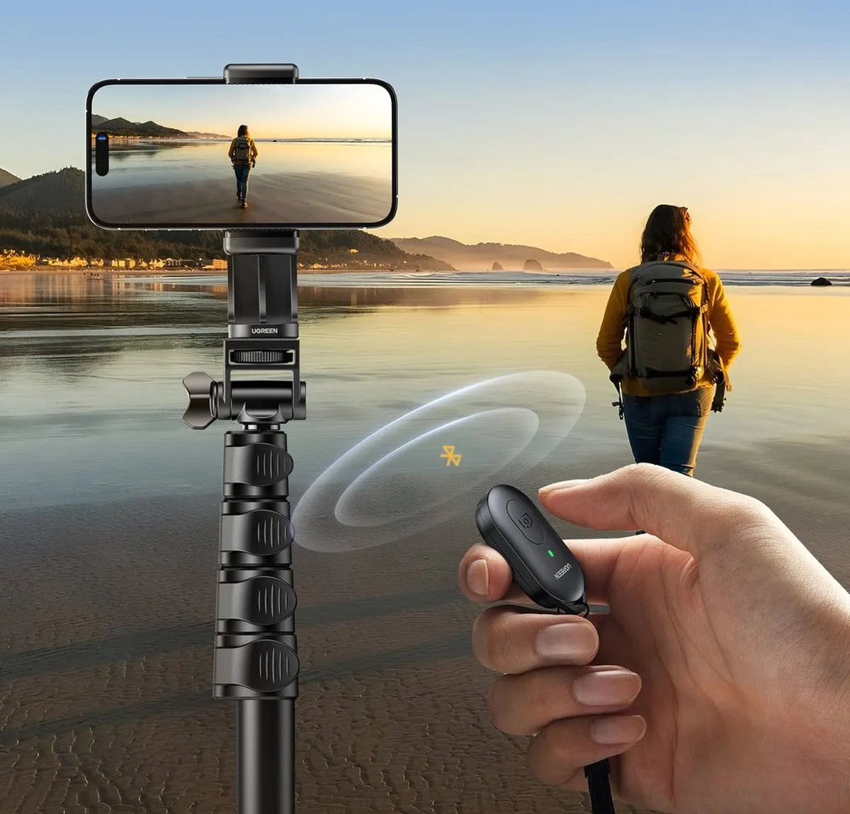 Ugreen LP680 Selfiestick - 1,8m - Smartphone tot 7,2" - Zwart