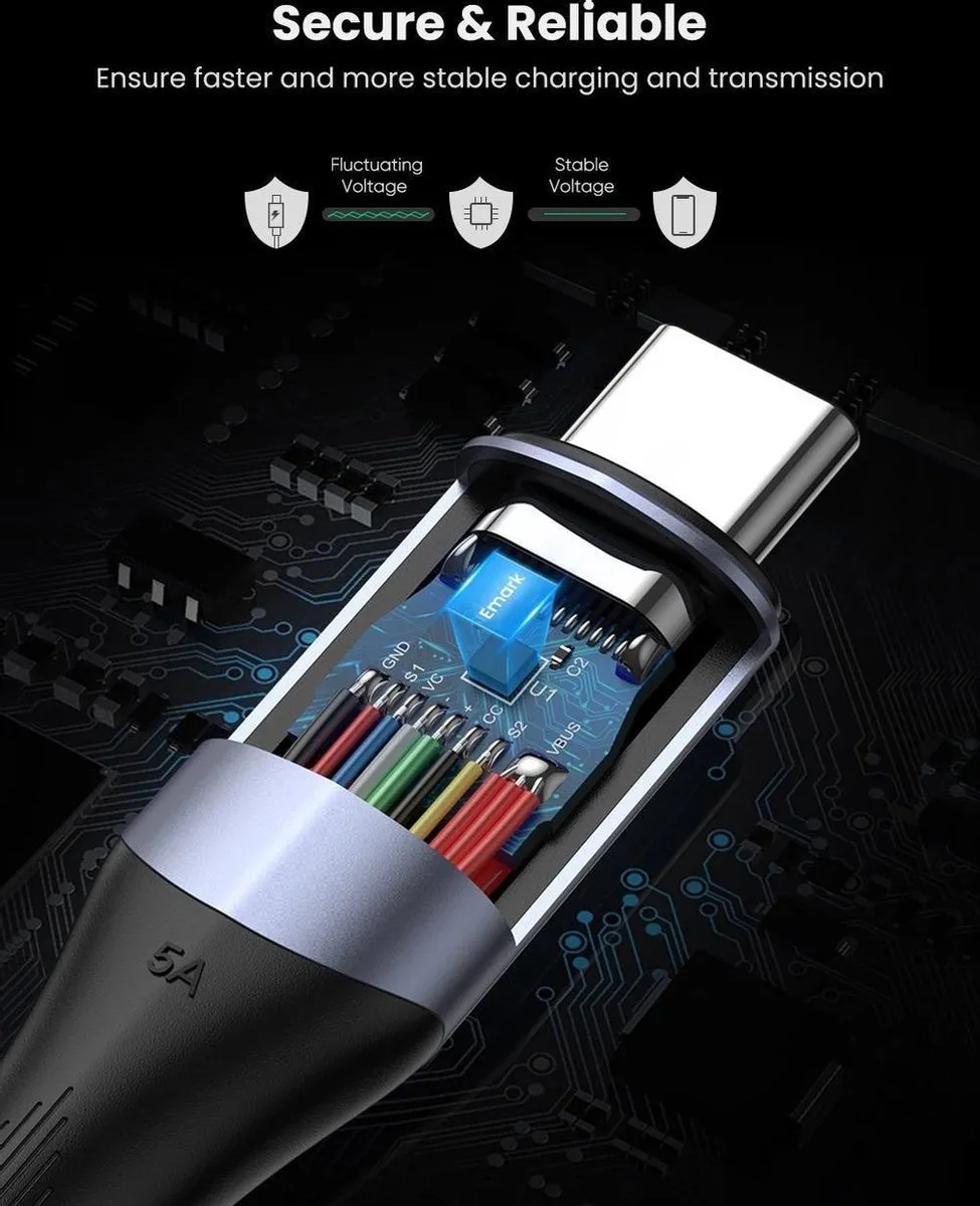UGREEN USB-C Kabel 5A Thunderbolt 3 - Zwart