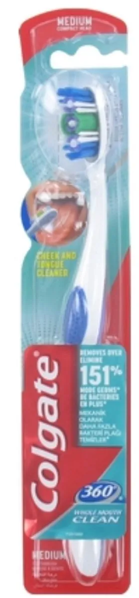 Colgate 360° Whole Mouth Clean Medium Tandenborstel - Wit/Blauw
