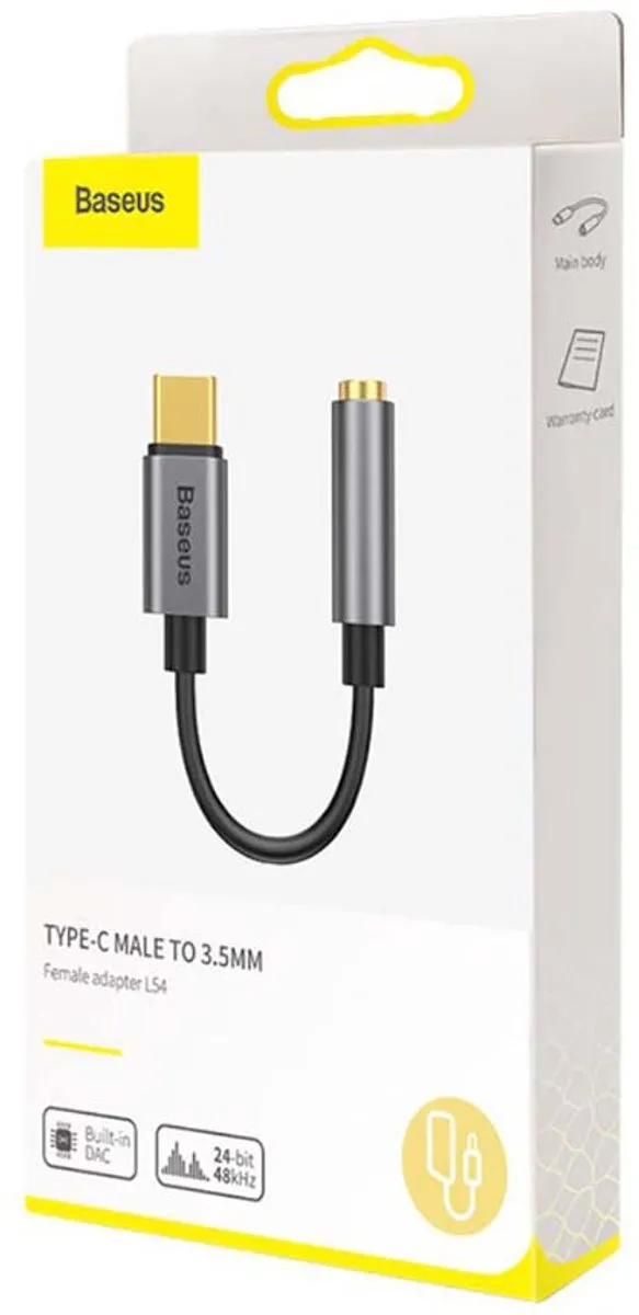 Baseus CATL54-0G USB-C naar 3.5mm Aux Jack - Space Gray - afbeelding 6 van 6