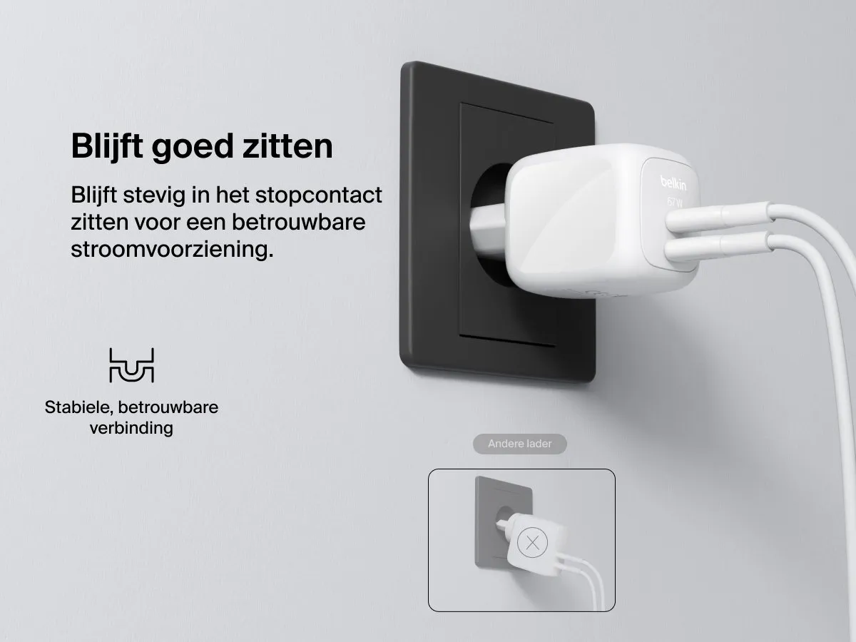 Belkin BoostCharge Pro 67W USB-C Wandlader - 2x USB-C - Wit
