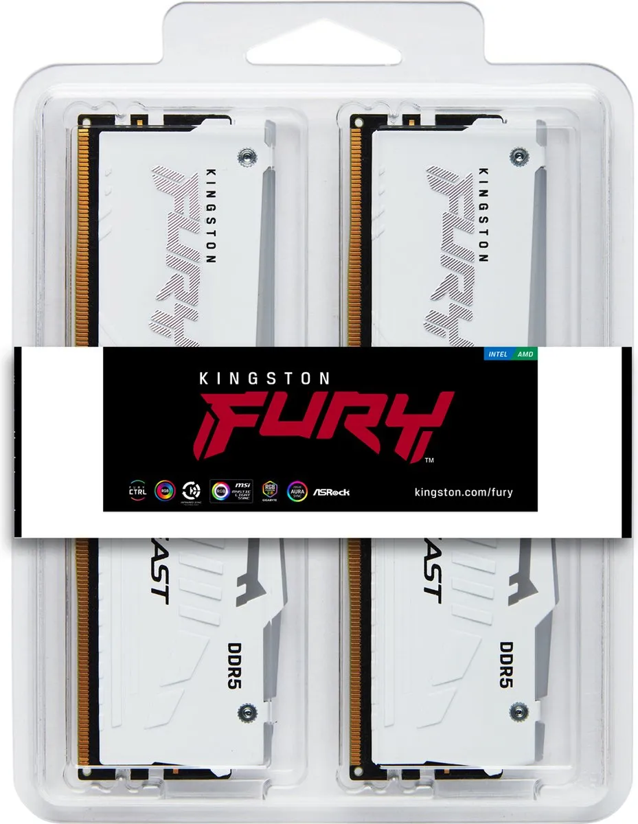 Kingston FURY Beast KF556C40BWAK2-32 DDR5 32GB 5600MT/s - Kit van 2 - Wit RGB