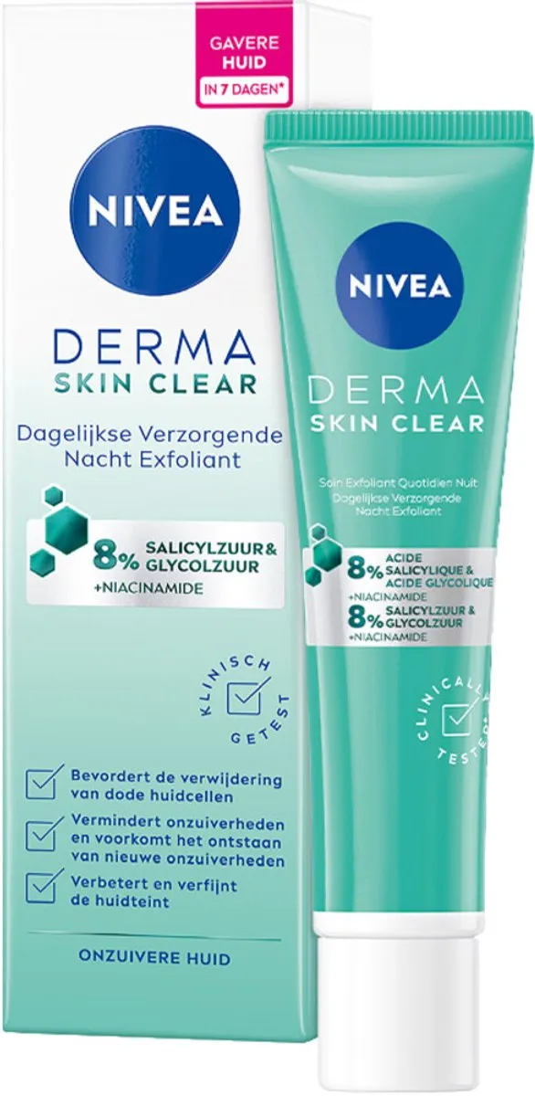 NIVEA Nacht Exfoliant DERMA Huidzuiver 40ml - 4 Stuks