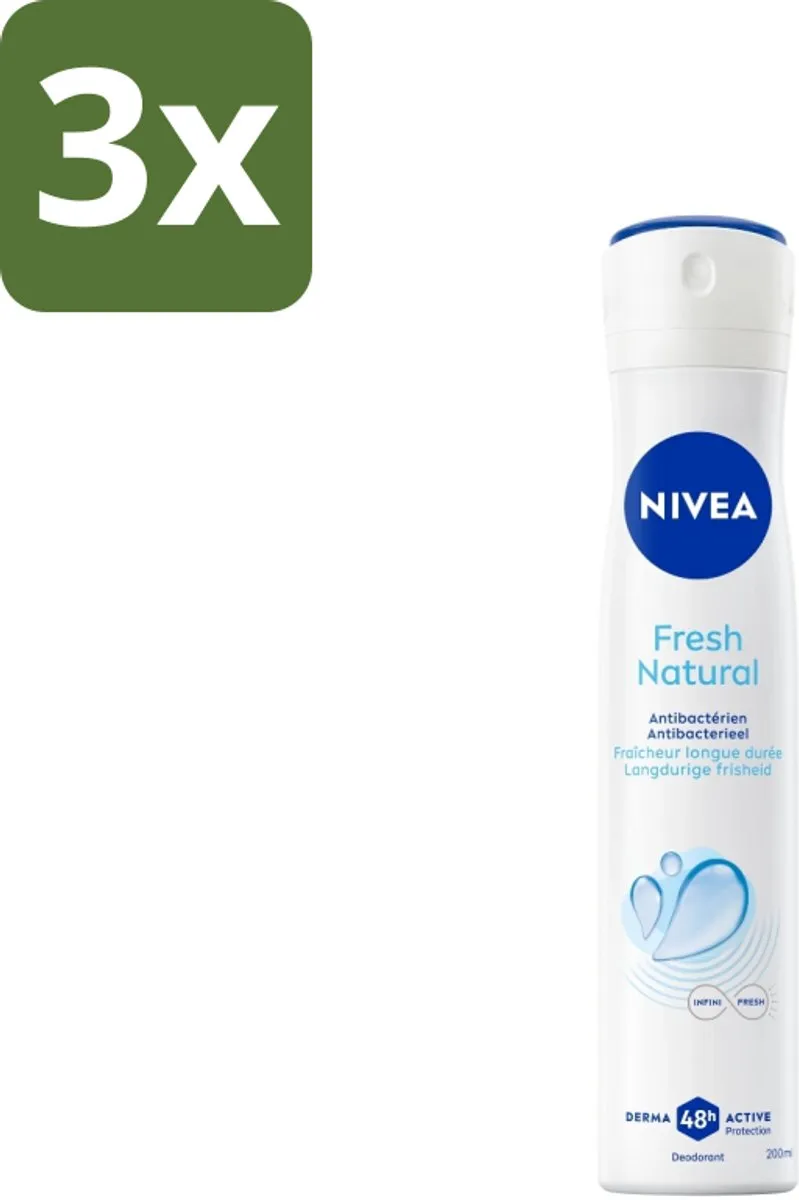 NIVEA Men Fresh Natural Deospray 200ml - 3 Stuks