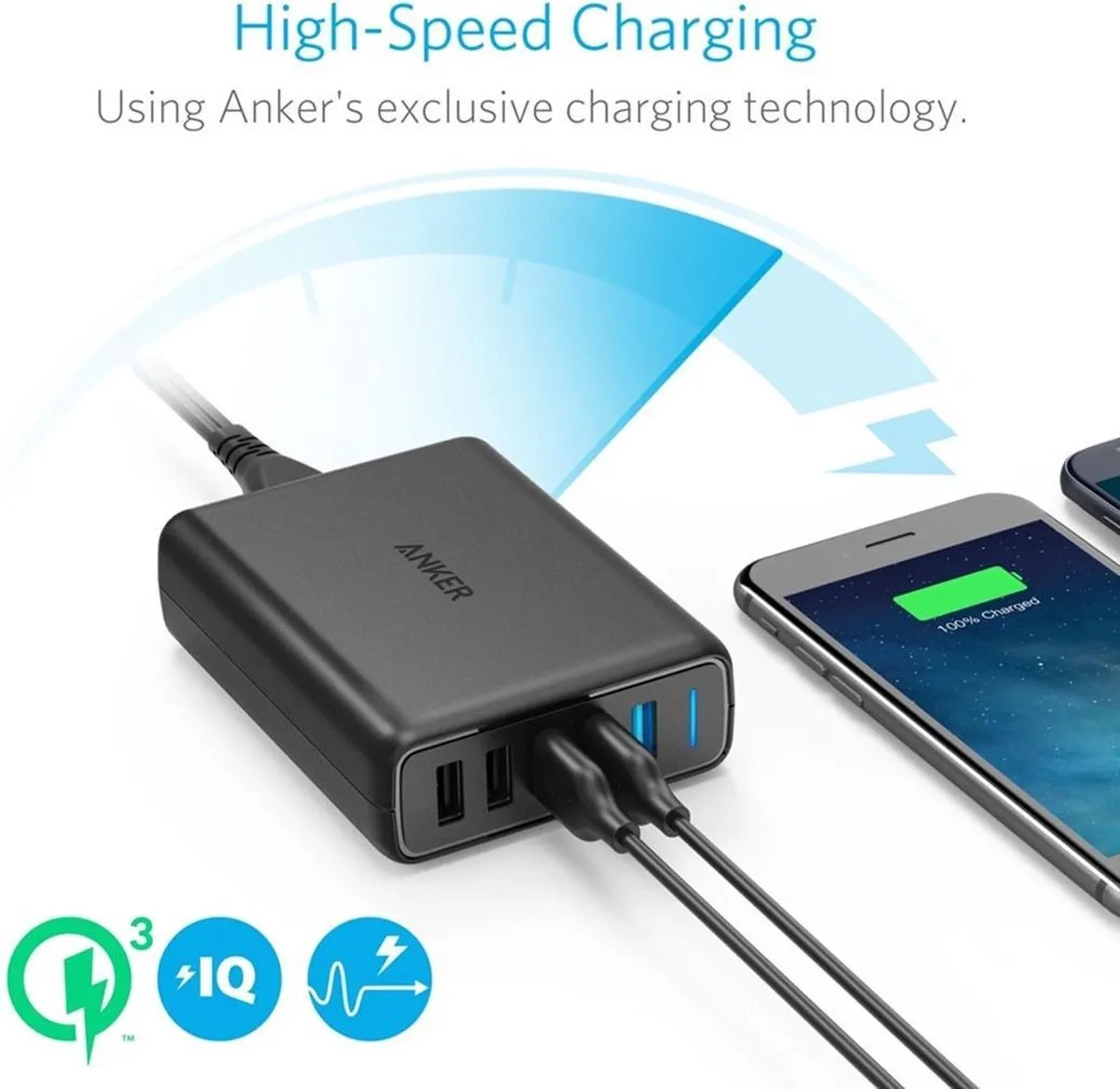 Anker PowerPort Speed 5 A2054L11 Thuislader 63W - 5 Poorten