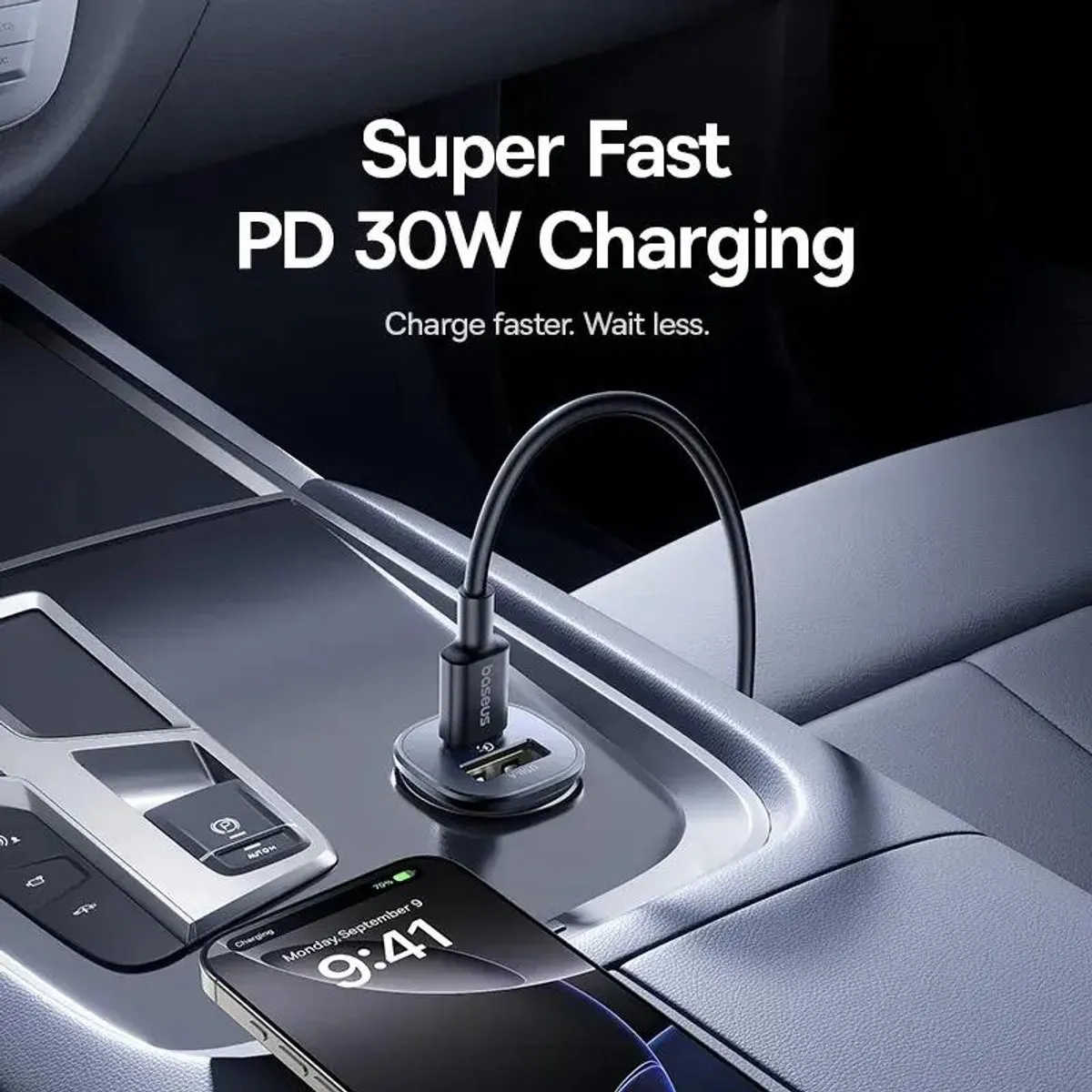 Baseus Autolader Go Trip 30W USB-C/USB-A - Zwart - afbeelding 6 van 6