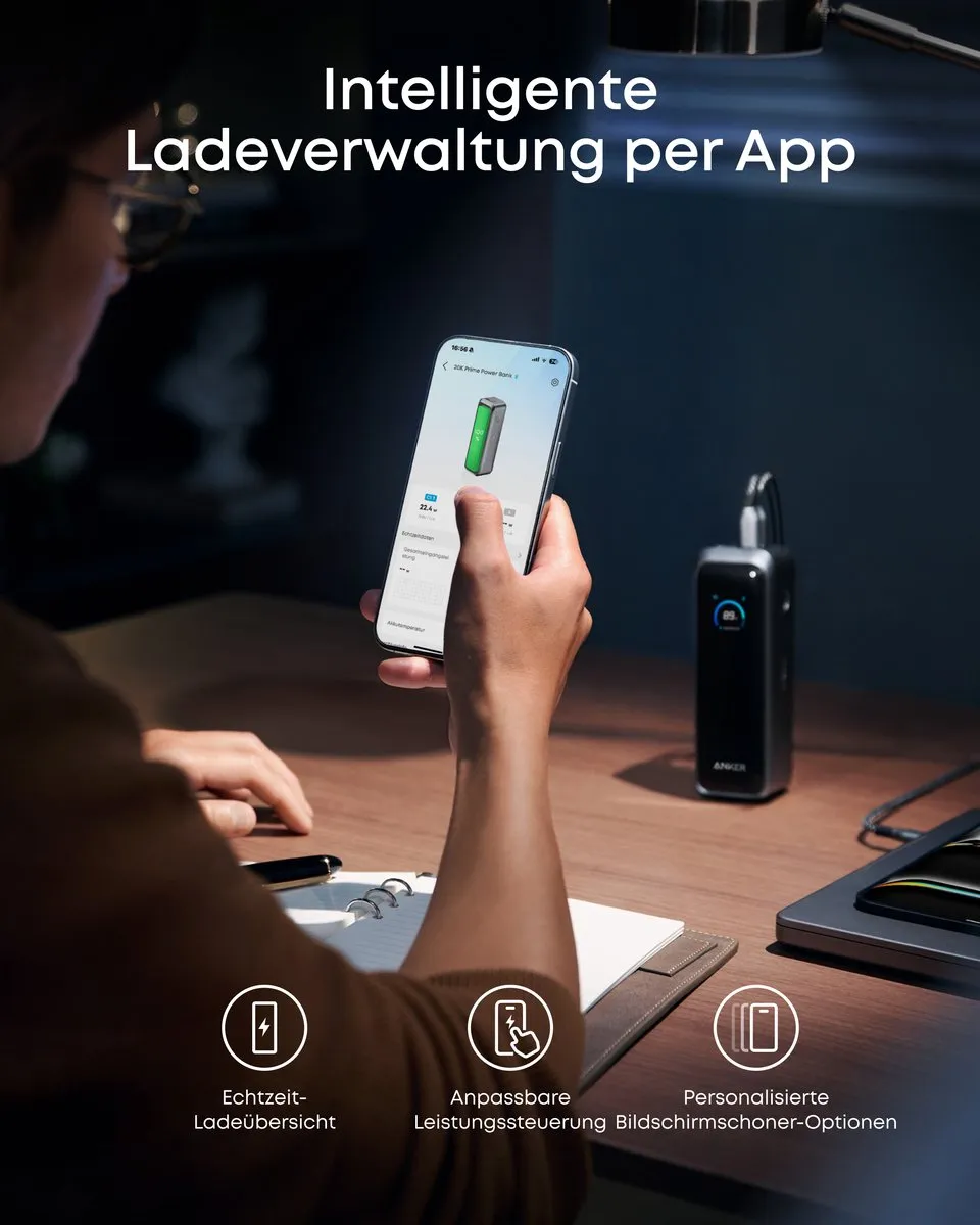 Anker Prime Power Bank A110BH11 - 20.100mAh 220W - 3 Poorten - Zwart - afbeelding 6 van 6
