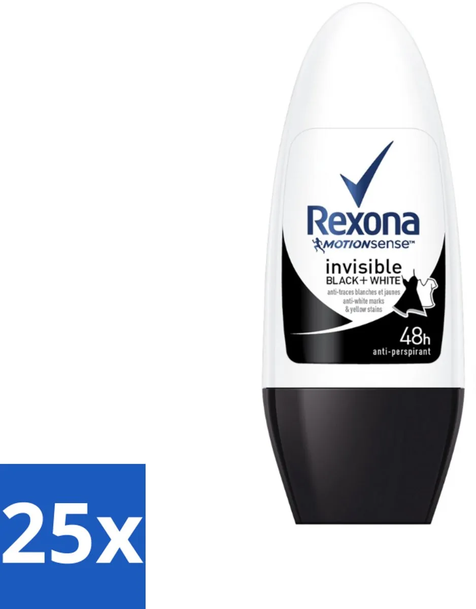 Rexona Invisible Black & White Deo Roller 25 Stuks