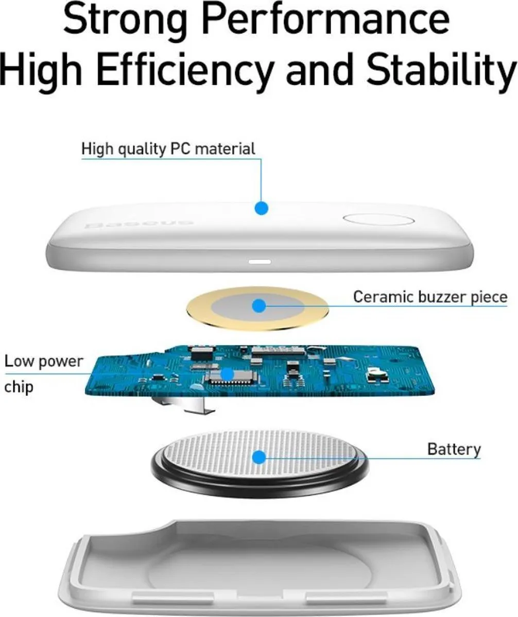 Baseus T2 Anti Verlies Alarm - Wit