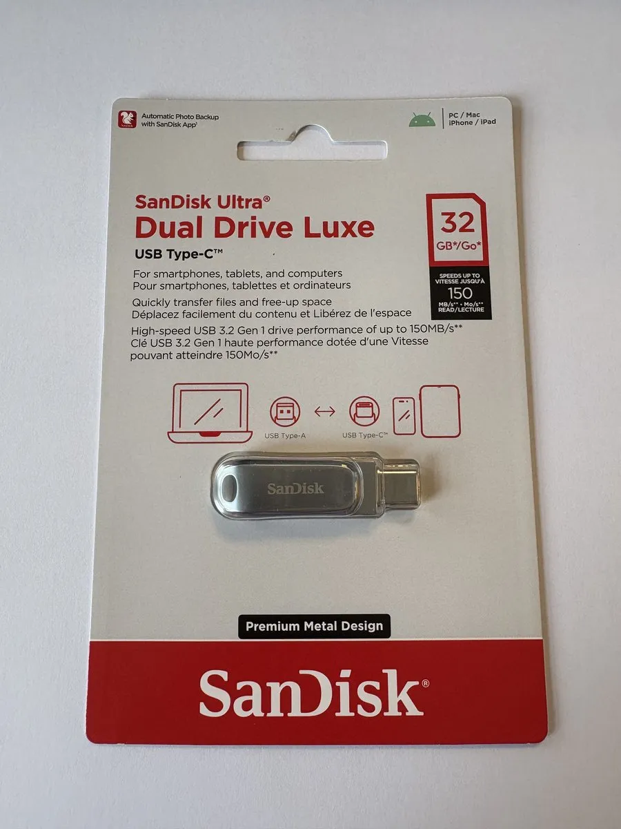 SanDisk Ultra Dual Luxe SDDDC4-032G-G46 USB-stick 32GB - USB-C - Zilver