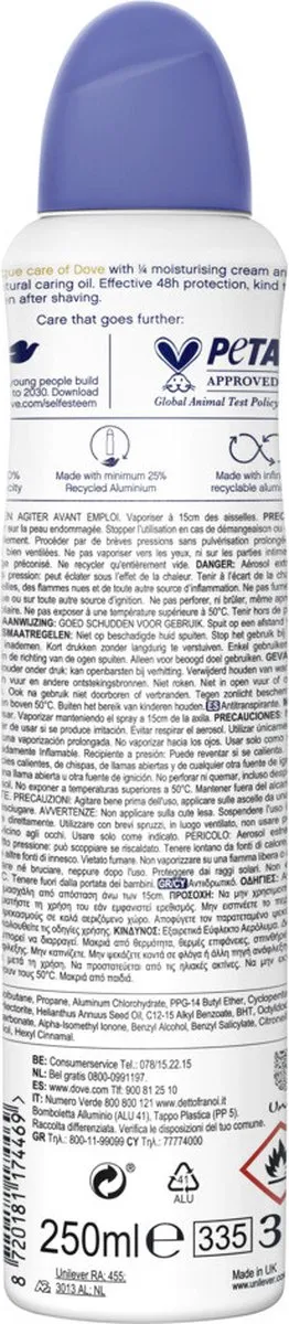 Dove Original Anti-Transpirant Spray 250ml - afbeelding 6 van 6
