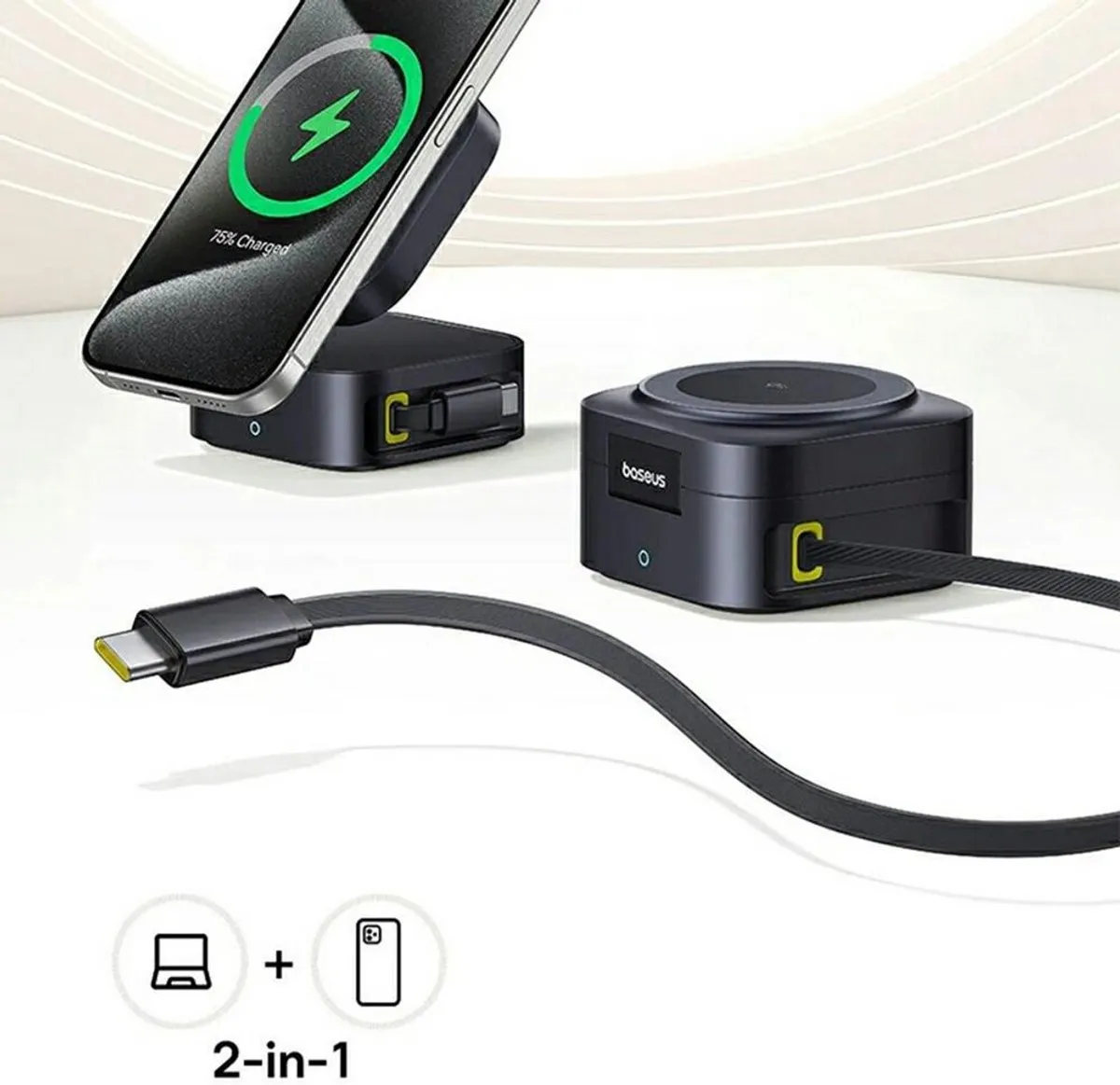 Baseus PicoGo 2-in-1 Magnetische Draadloze Oplader 67W - Zwart
