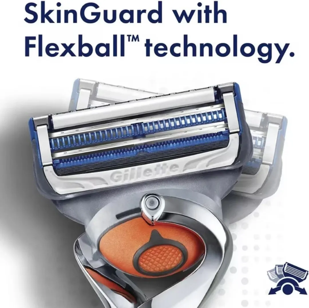 Gillette Skinguard Sensitive Support Flexball - 2 Scheermesjes - Grijs