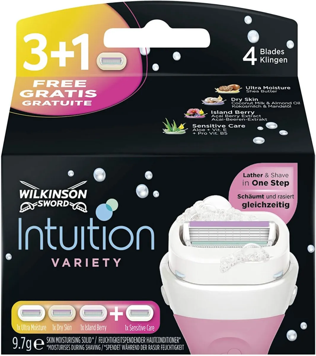 Wilkinson Sword Intuition 2-in-1 Navulmesjes - 24 Stuks (6x4) - Zwart/Roz/Wit