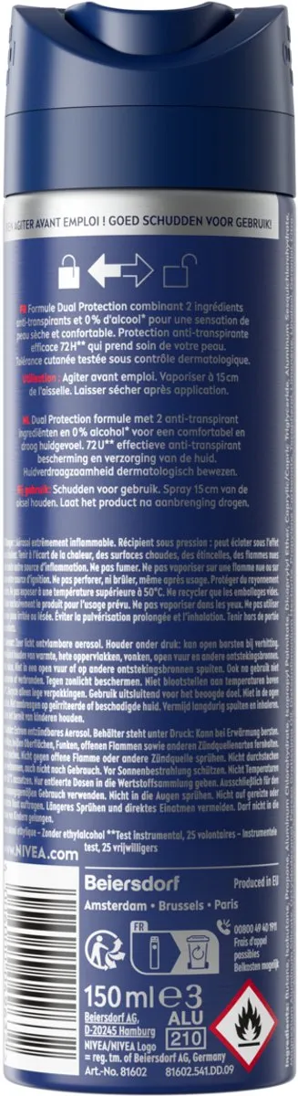 NIVEA MEN Dry Impact Anti-Transpirant Spray 6x150ml - afbeelding 6 van 6