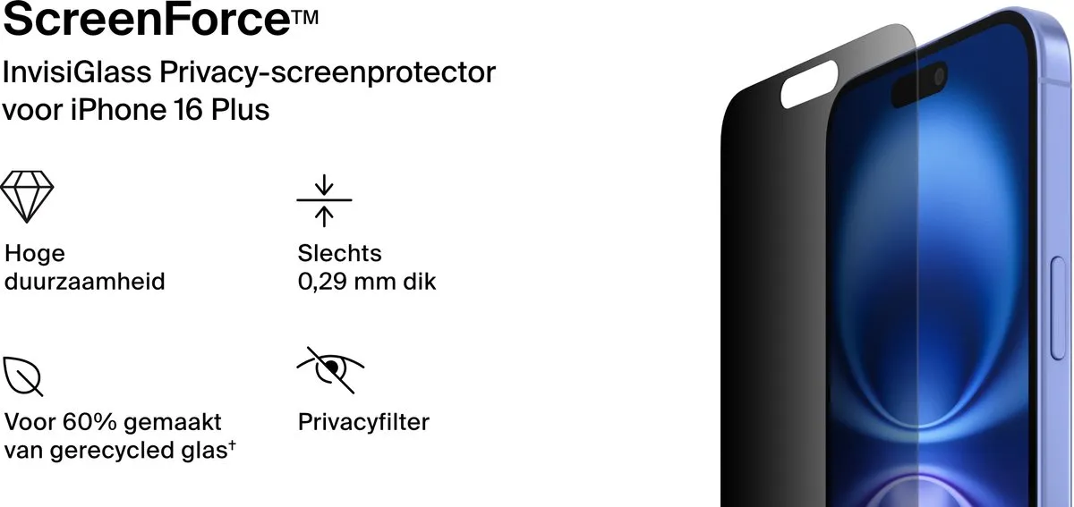 Belkin InvisiGlass Privacy Screen iPhone 16/15/14 Pro