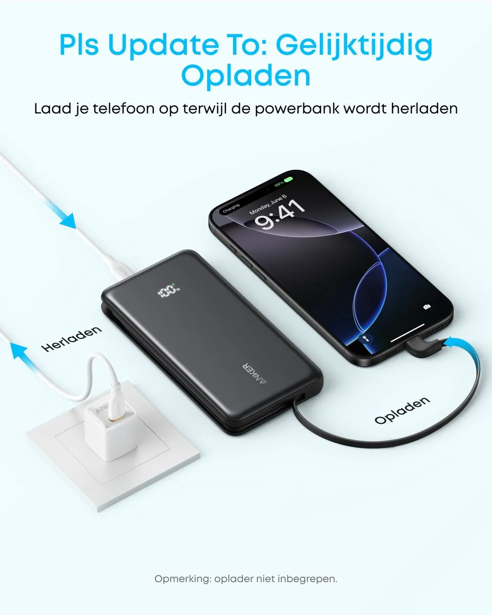 Anker Zolo Powerbank A110DH11 - 10.000mAh 22,5W - 3x USB - Zwart