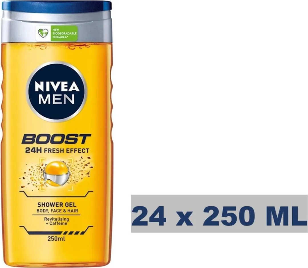 NIVEA Men Boost Douchegel 250ml - 24 Stuks