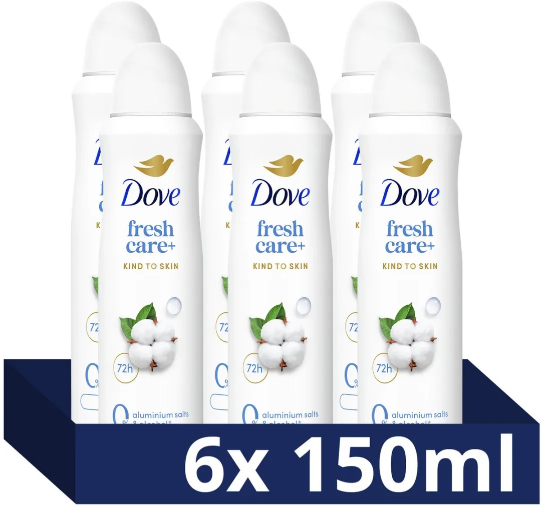 Dove Deodorant Spray Fresh Care+ 0% Aluminiumzouten - 6x150ml