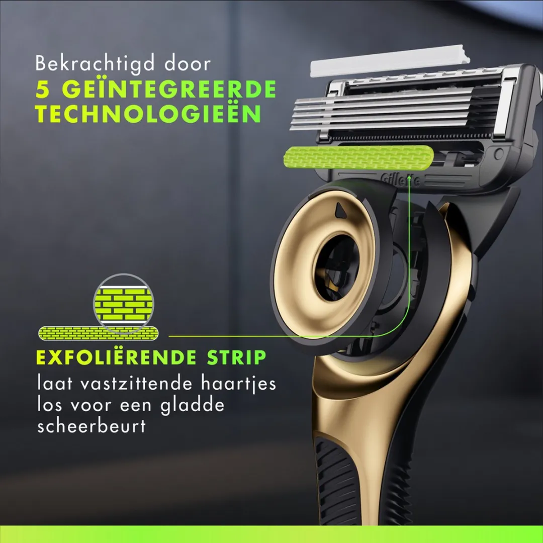 GilletteLabs Champion Gold Scheersysteem - 1 Handvat + 5 Mesjes - Zwart