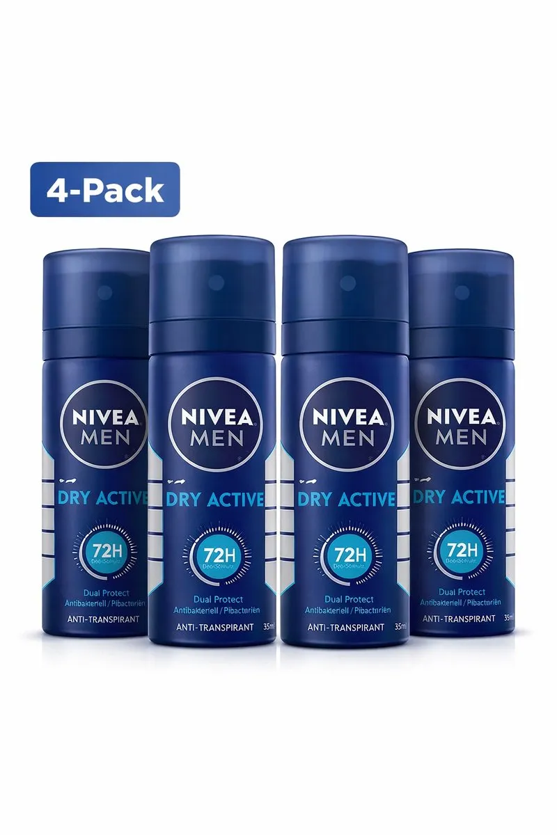 NIVEA Men Dry Active Deodorant 35ml - 4 Stuks