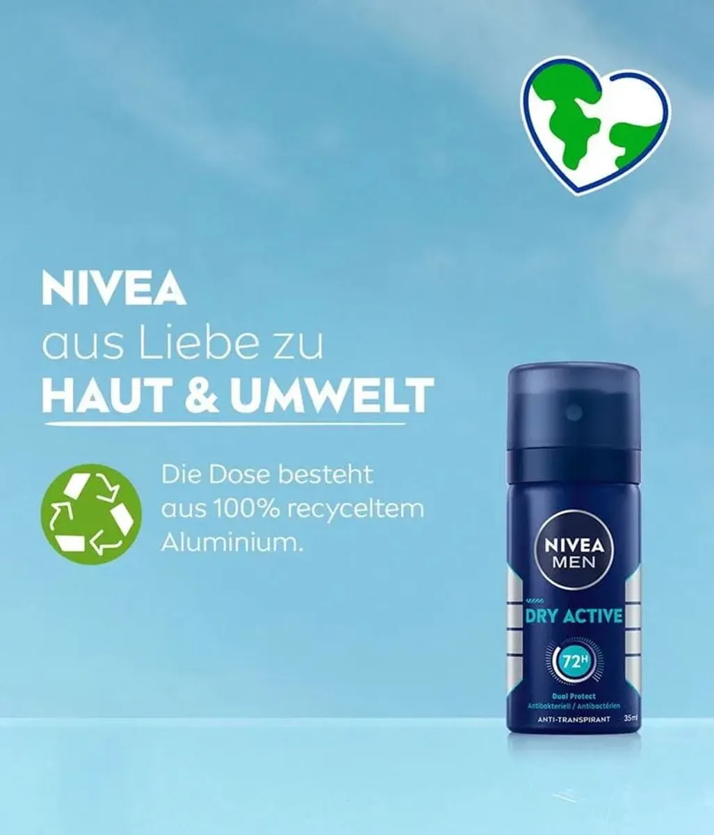 NIVEA Men Dry Active Deodorant 35ml - 4 Stuks