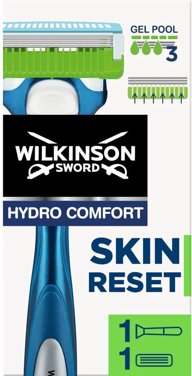 Wilkinson Sword Hydro Comfort Scheermes Skin Reset - 3 Bladen - Groen/Blauw