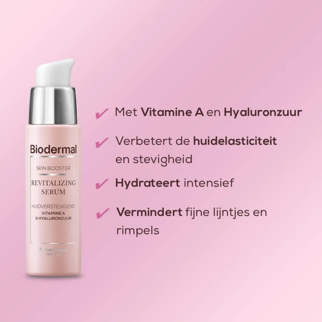 Biodermal Skin Booster Revitalizing serum – Verbetert zo de huidelasticiteit en stevigheid met hyaluronzuur en Vitamine A - Hyaluronzuur serum 30ml