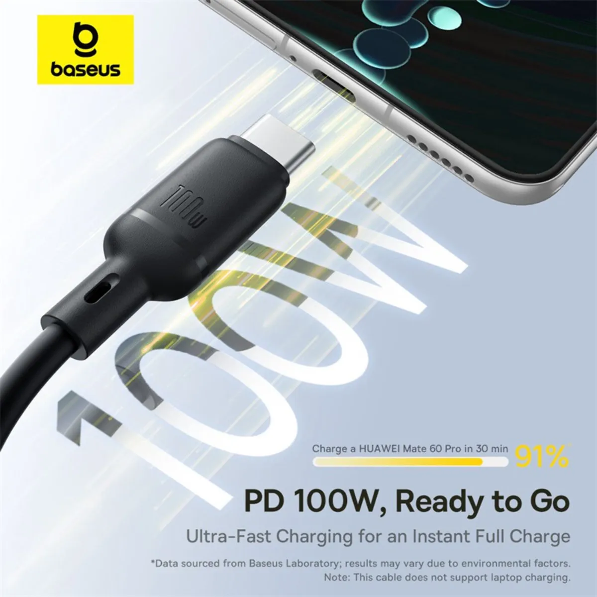 Baseus Rapid Series CAJS000401 USB-A Kabel 100W 1.5m - Zwart