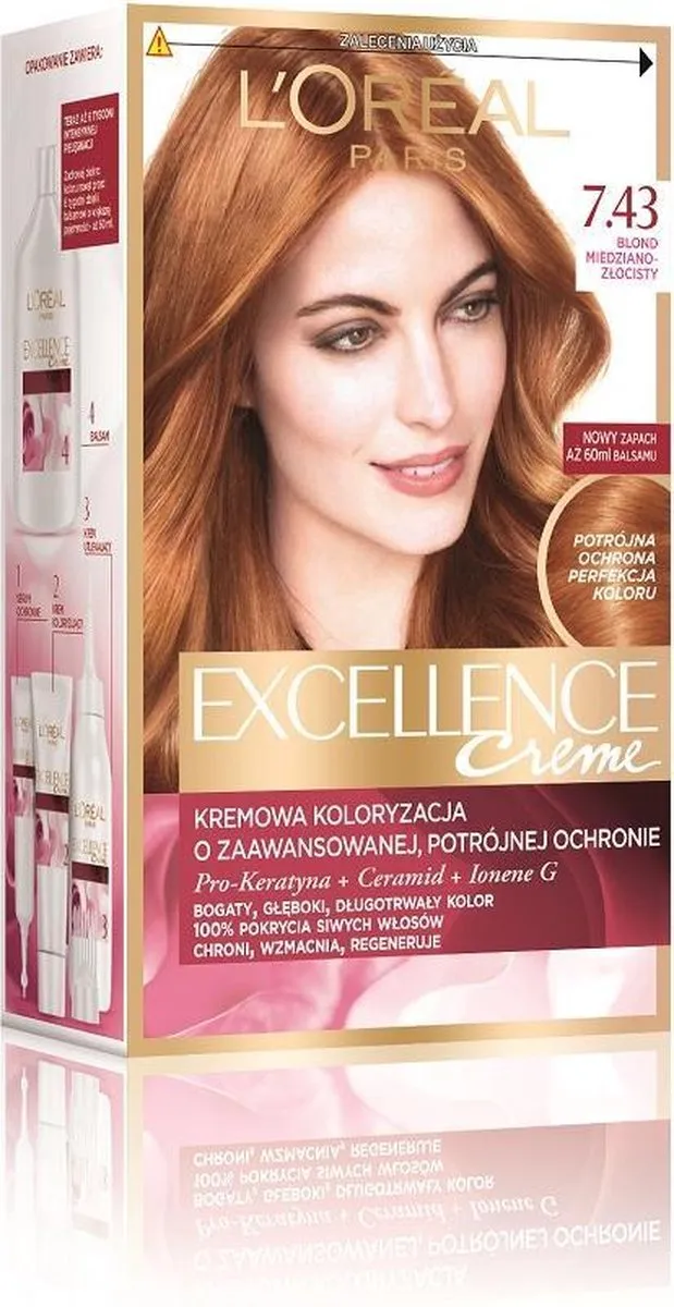 L'Oréal Paris Excellence Crème Haarkleur 7.43 Koper-goudblond