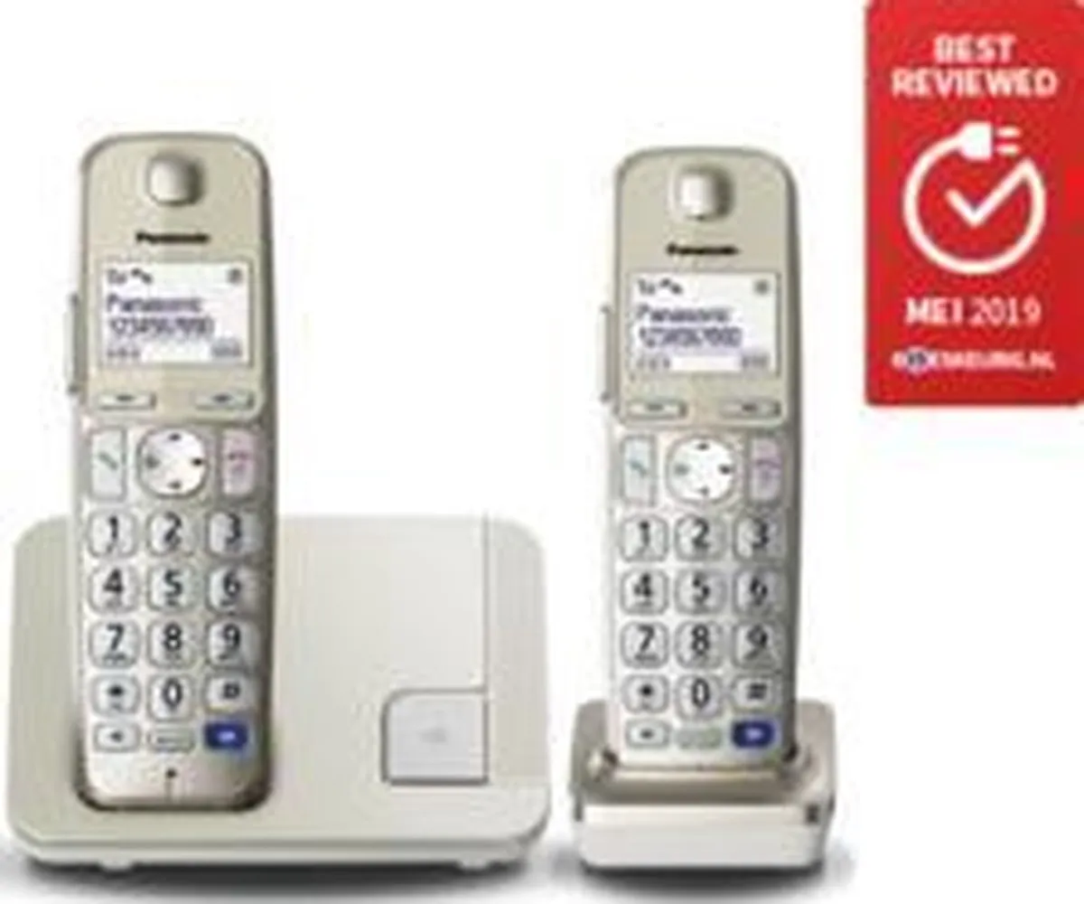 Panasonic KX-TGE212NLN Duo DECT Telefoon - 2 Handsets - Champagne - afbeelding 6 van 6