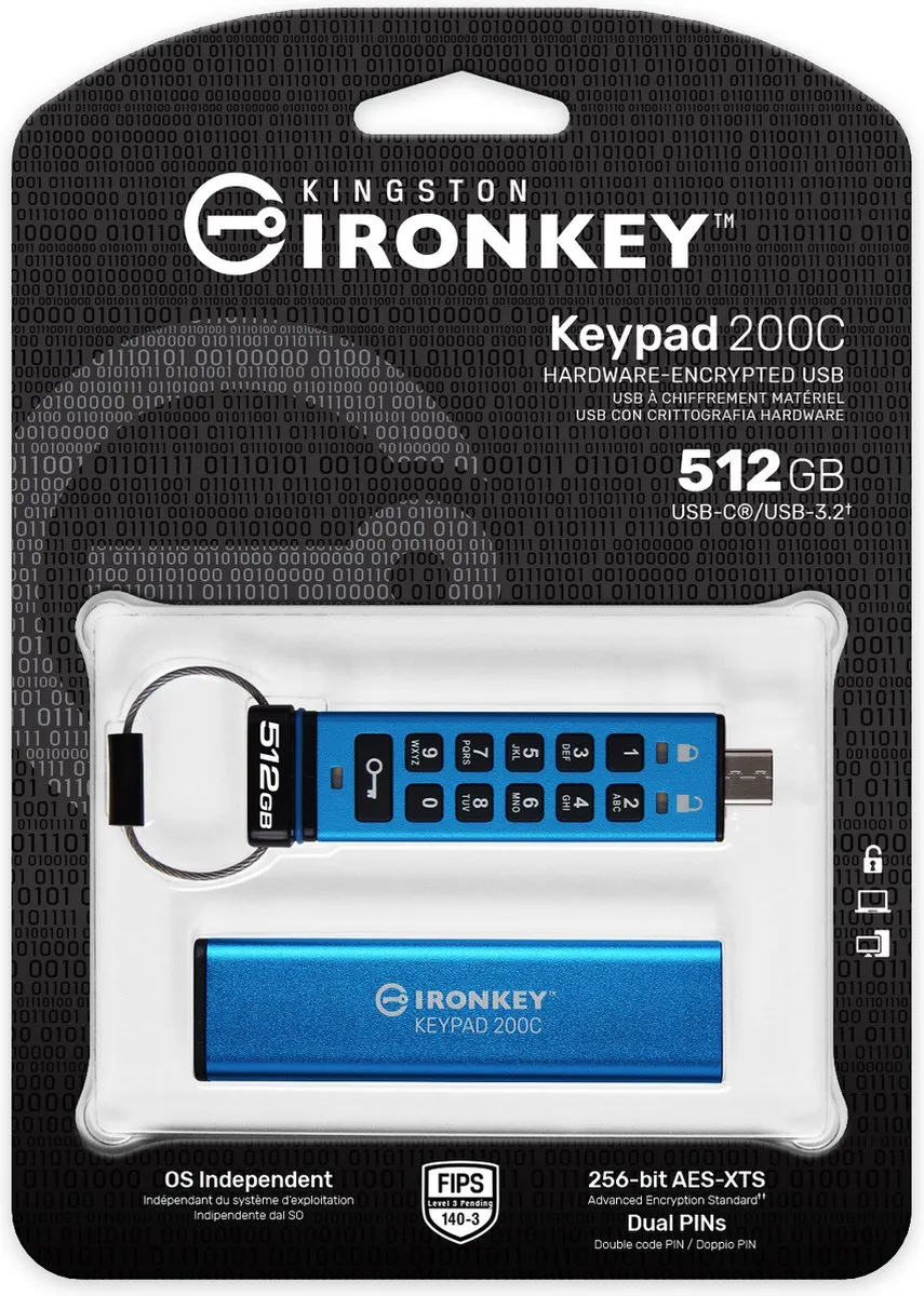 Kingston IronKey Keypad 200C 512GB - FIPS 140-3 Lvl 3 - afbeelding 6 van 6