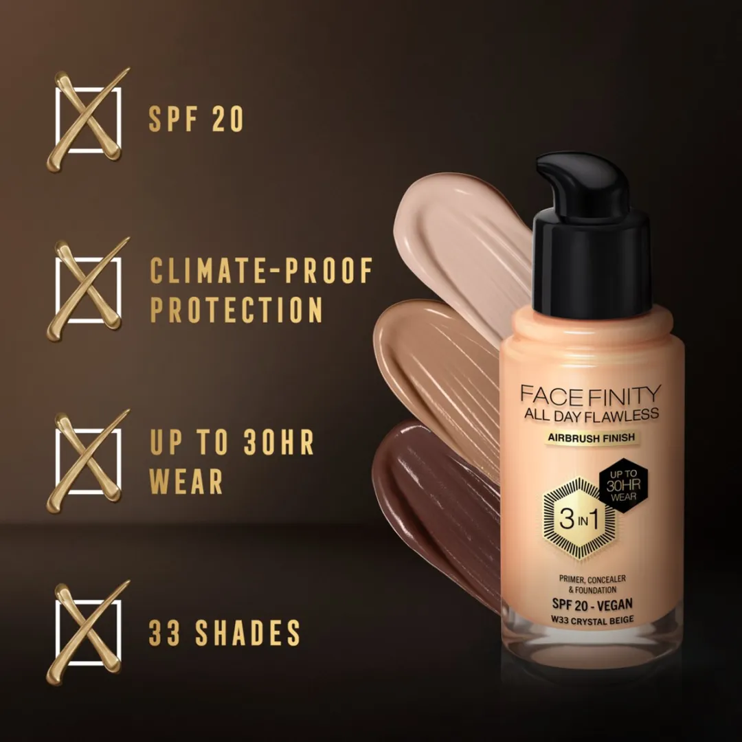 Max Factor Facefinity Foundation W33 Crystal Beige 30ml
